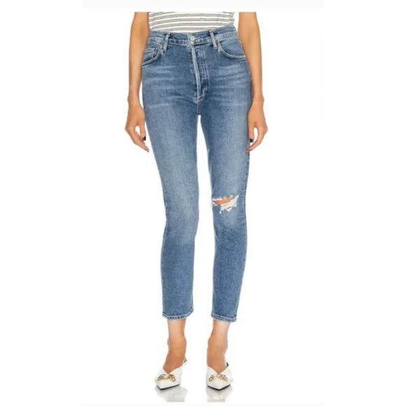 Agolde Nico High Rise Slim Womens Blue Denim Jeans Size 26 - Picture 14 of 14